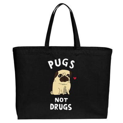 Pugs Not Drugs Funny Present For Dog Lover Tee Pets Cotton Canvas Jumbo Tote