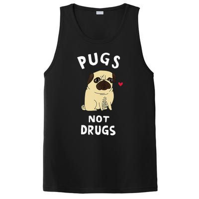 Pugs Not Drugs Funny Present For Dog Lover Tee Pets PosiCharge Competitor Tank