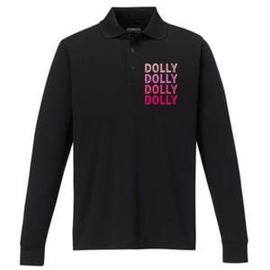 Personalized Name DOLLY  I Love Dolly  Performance Long Sleeve Polo