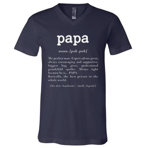 Papa Noun Definition Perfect Man Grandpa Fathers Day V-Neck T-Shirt