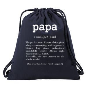 Papa Noun Definition Perfect Man Grandpa Fathers Day Drawstring Bag