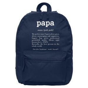 Papa Noun Definition Perfect Man Grandpa Fathers Day 16 in Basic Backpack