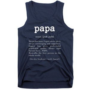 Papa Noun Definition Perfect Man Grandpa Fathers Day Tank Top