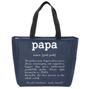 Papa Noun Definition Perfect Man Grandpa Fathers Day Zip Tote Bag