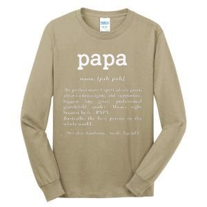 Papa Noun Definition Perfect Man Grandpa Fathers Day Tall Long Sleeve T-Shirt