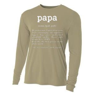 Papa Noun Definition Perfect Man Grandpa Fathers Day Cooling Performance Long Sleeve Crew