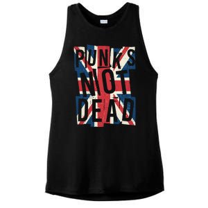 Punks Not Dead British Flag Britain England Ladies PosiCharge Tri-Blend Wicking Tank