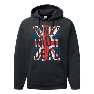 Punks Not Dead British Flag Britain England Performance Fleece Hoodie