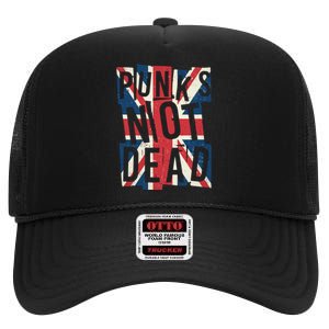 Punks Not Dead British Flag Britain England High Crown Mesh Back Trucker Hat