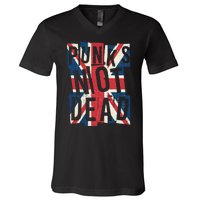 Punks Not Dead British Flag Britain England V-Neck T-Shirt