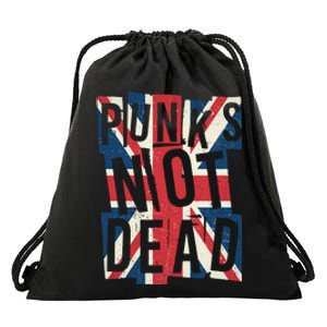 Punks Not Dead British Flag Britain England Drawstring Bag