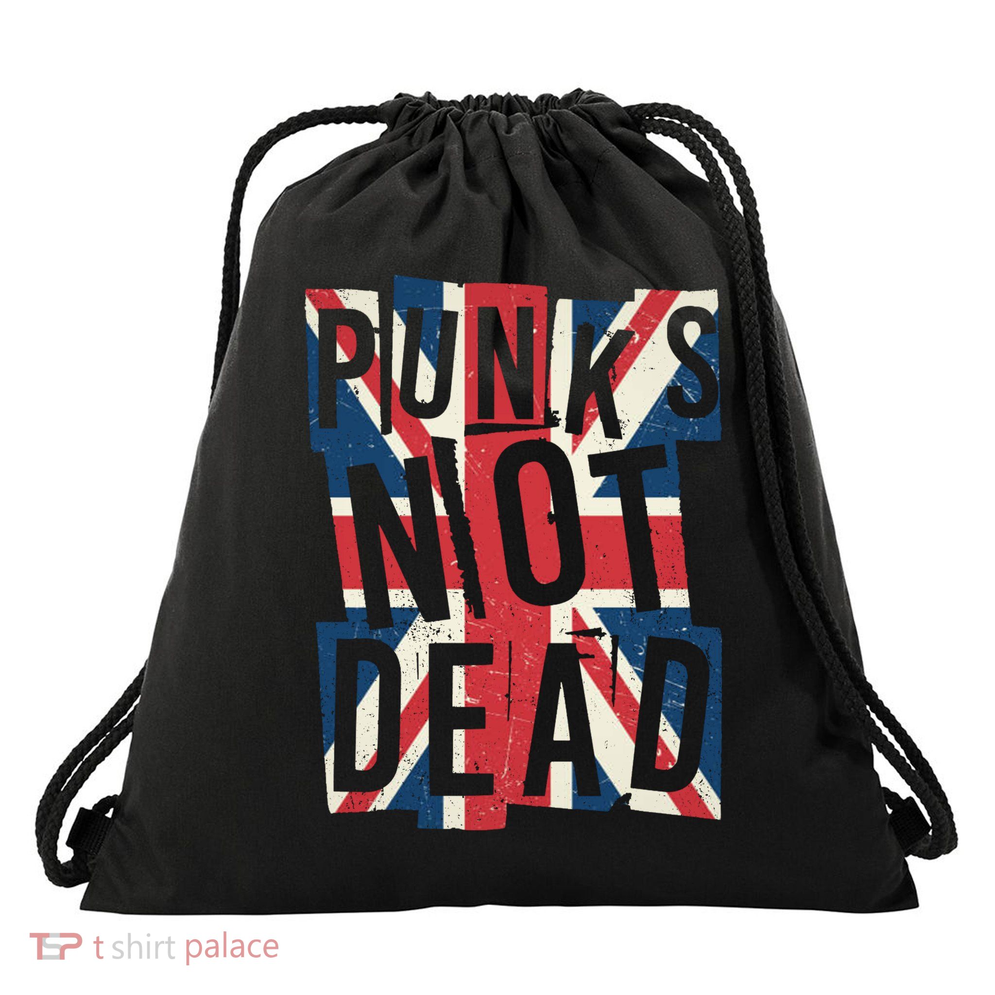 Punks Not Dead British Flag Britain England Drawstring Bag