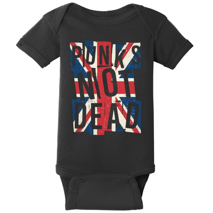 Punks Not Dead British Flag Britain England Baby Bodysuit