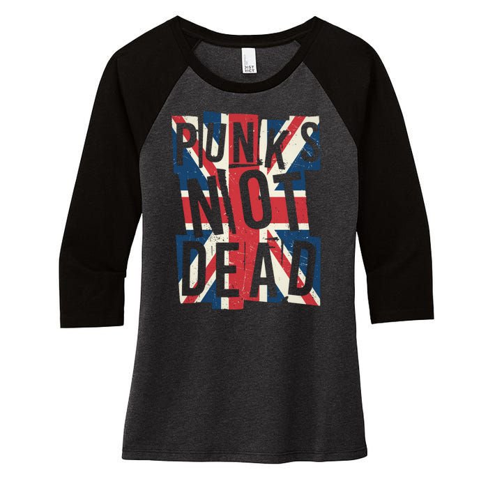 Punks Not Dead British Flag Britain England Women's Tri-Blend 3/4-Sleeve Raglan Shirt