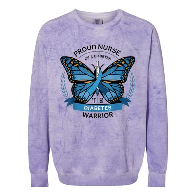 Proud Nurse Diabetes Warrior T1d Awareness Colorblast Crewneck Sweatshirt