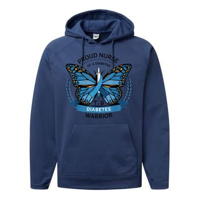 Proud Nurse Diabetes Warrior T1d Awareness Performance Fleece Hoodie