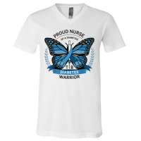 Proud Nurse Diabetes Warrior T1d Awareness V-Neck T-Shirt