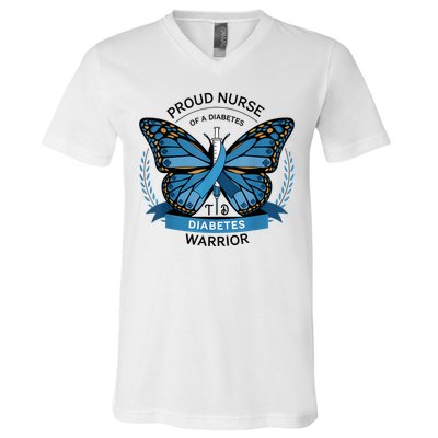 Proud Nurse Diabetes Warrior T1d Awareness V-Neck T-Shirt