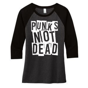 Punks Not Dead Women's Tri-Blend 3/4-Sleeve Raglan Shirt