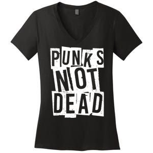 Punks Not Dead Women's V-Neck T-Shirt