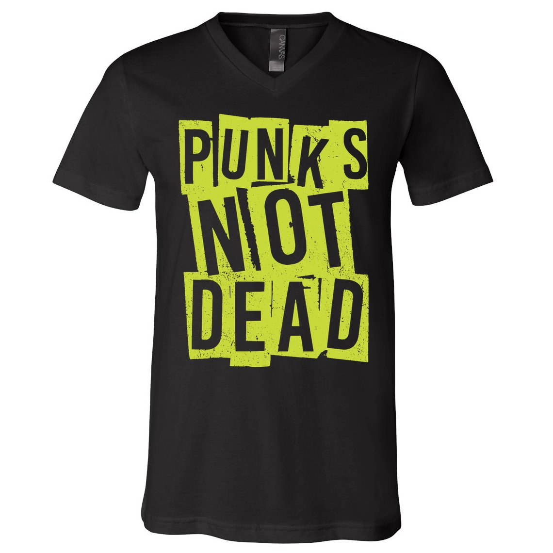 Punks Not Dead Neon Logo V-Neck T-Shirt
