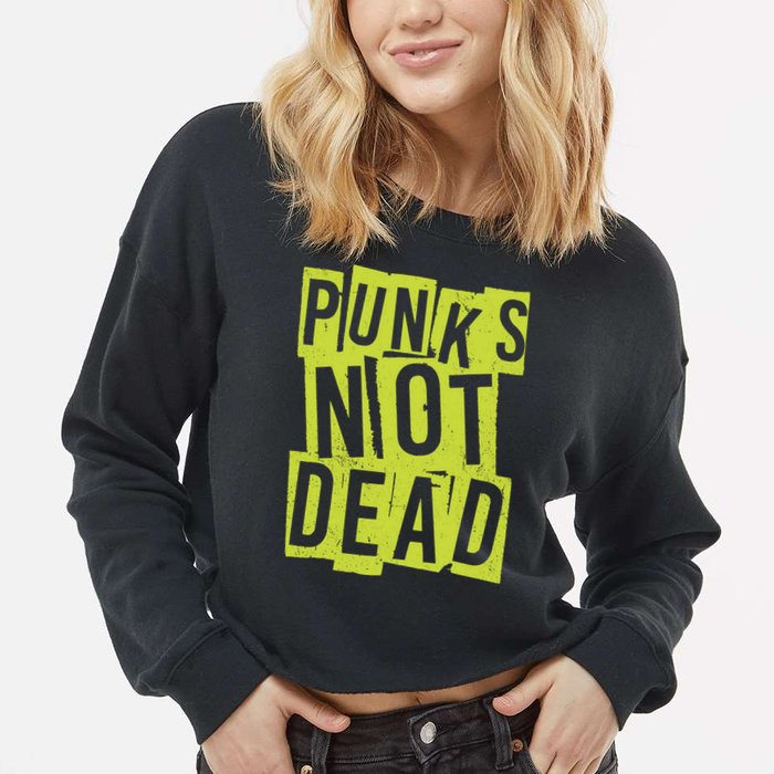 Punks Not Dead Neon Logo Cropped Pullover Crew