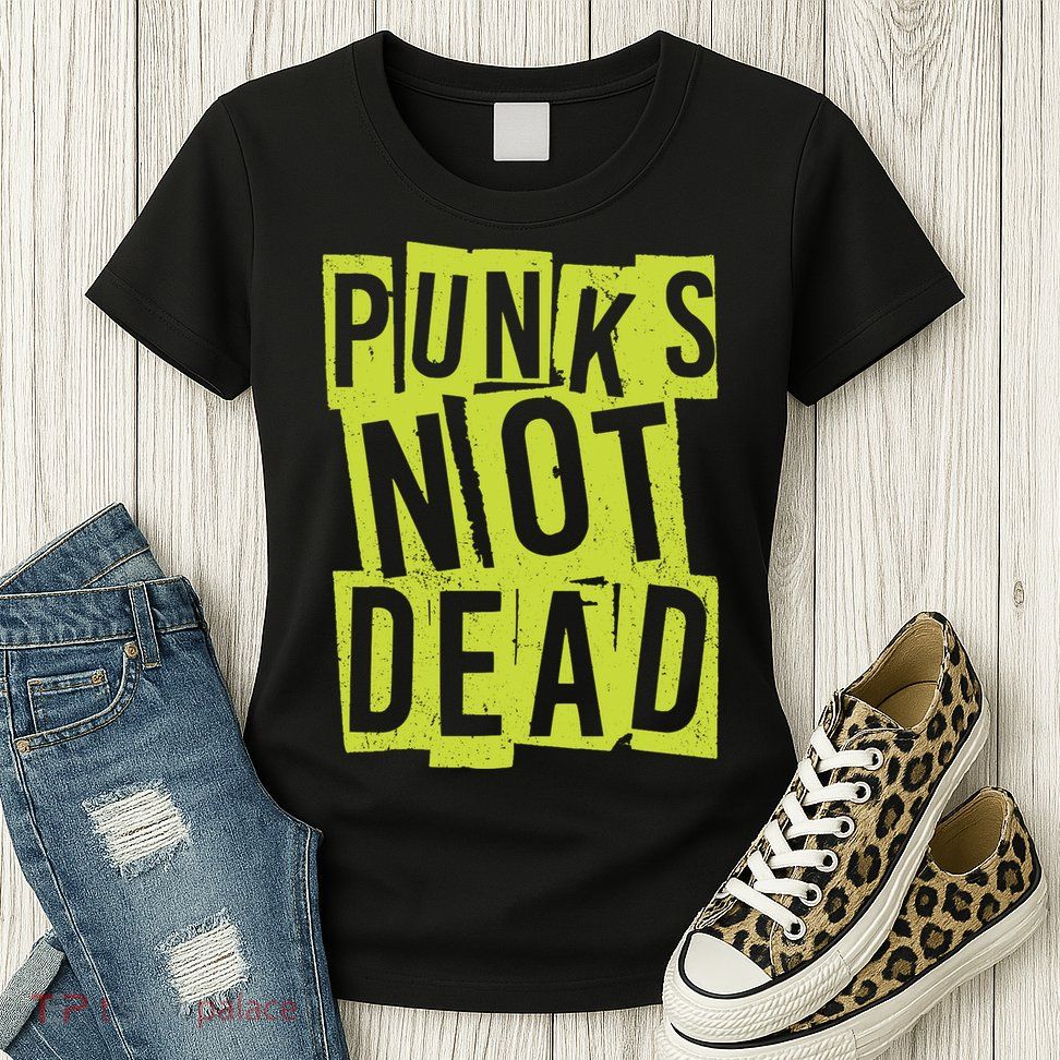 Punks Not Dead Neon Logo Womens T-Shirt