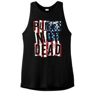 Punks Not Dead USA American Flag Ladies PosiCharge Tri-Blend Wicking Tank