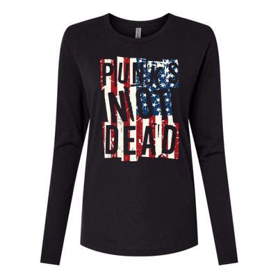 Punks Not Dead USA American Flag Womens Cotton Relaxed Long Sleeve T-Shirt