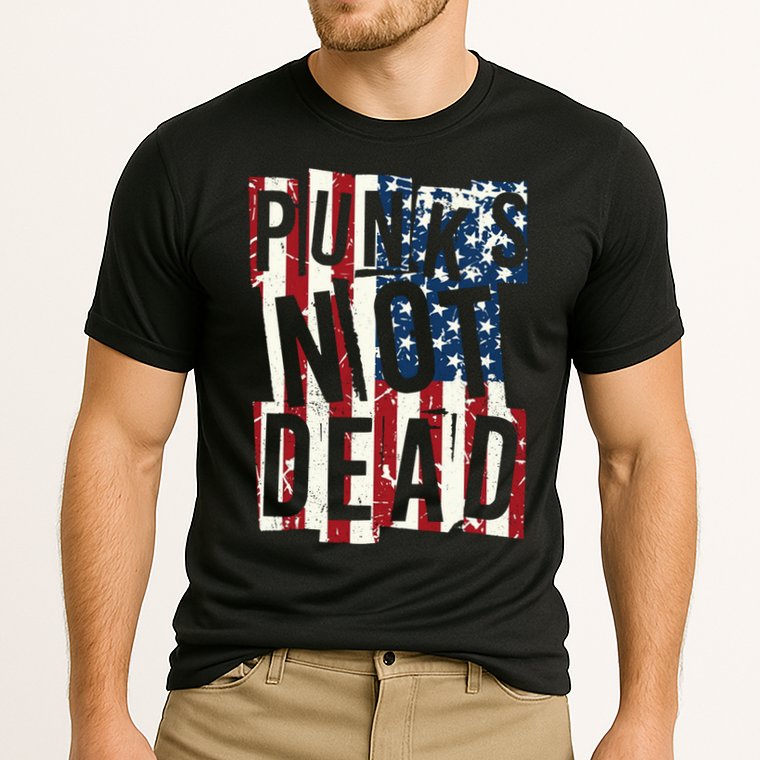 Punks Not Dead USA American Flag Performance Shirt