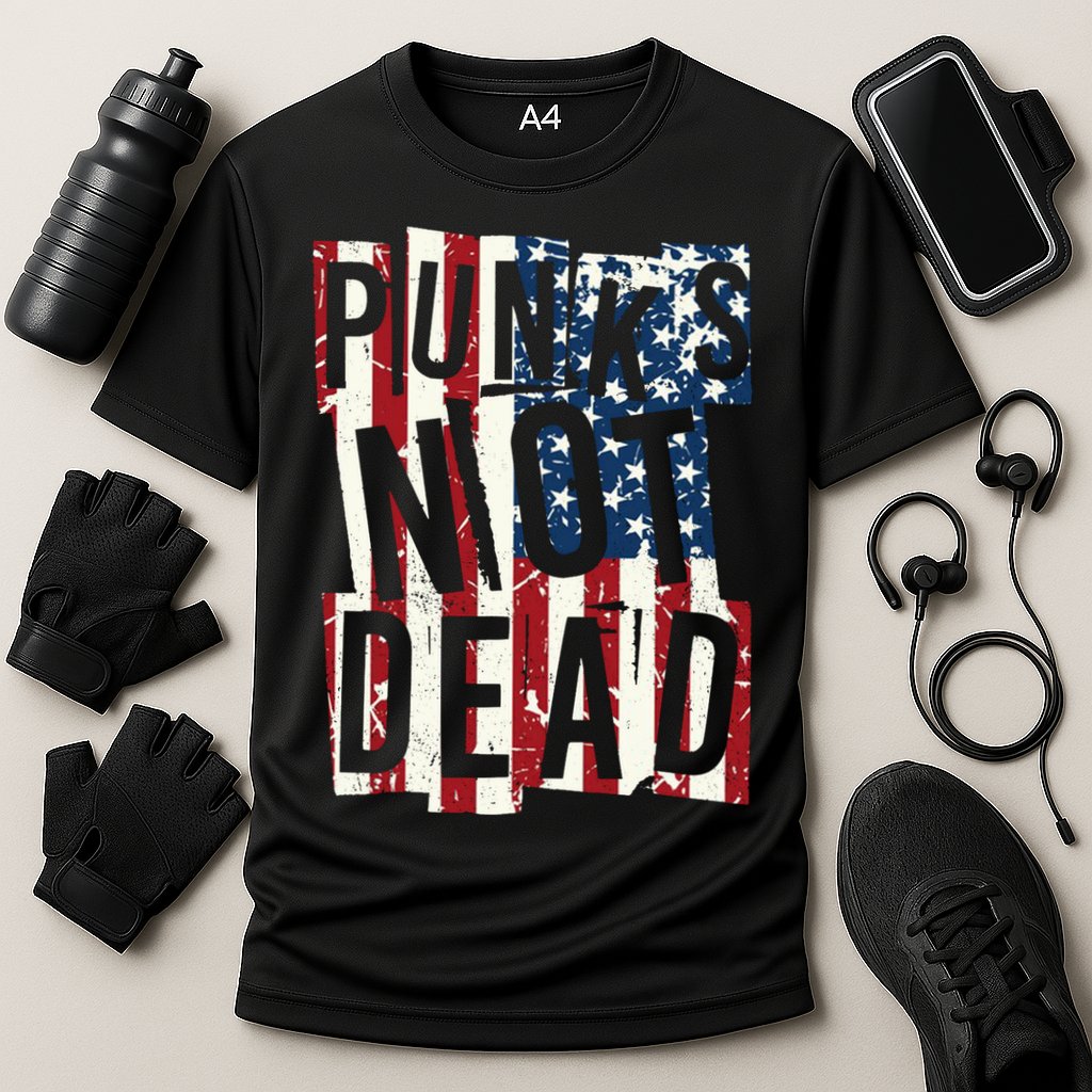 Punks Not Dead USA American Flag Performance Shirt