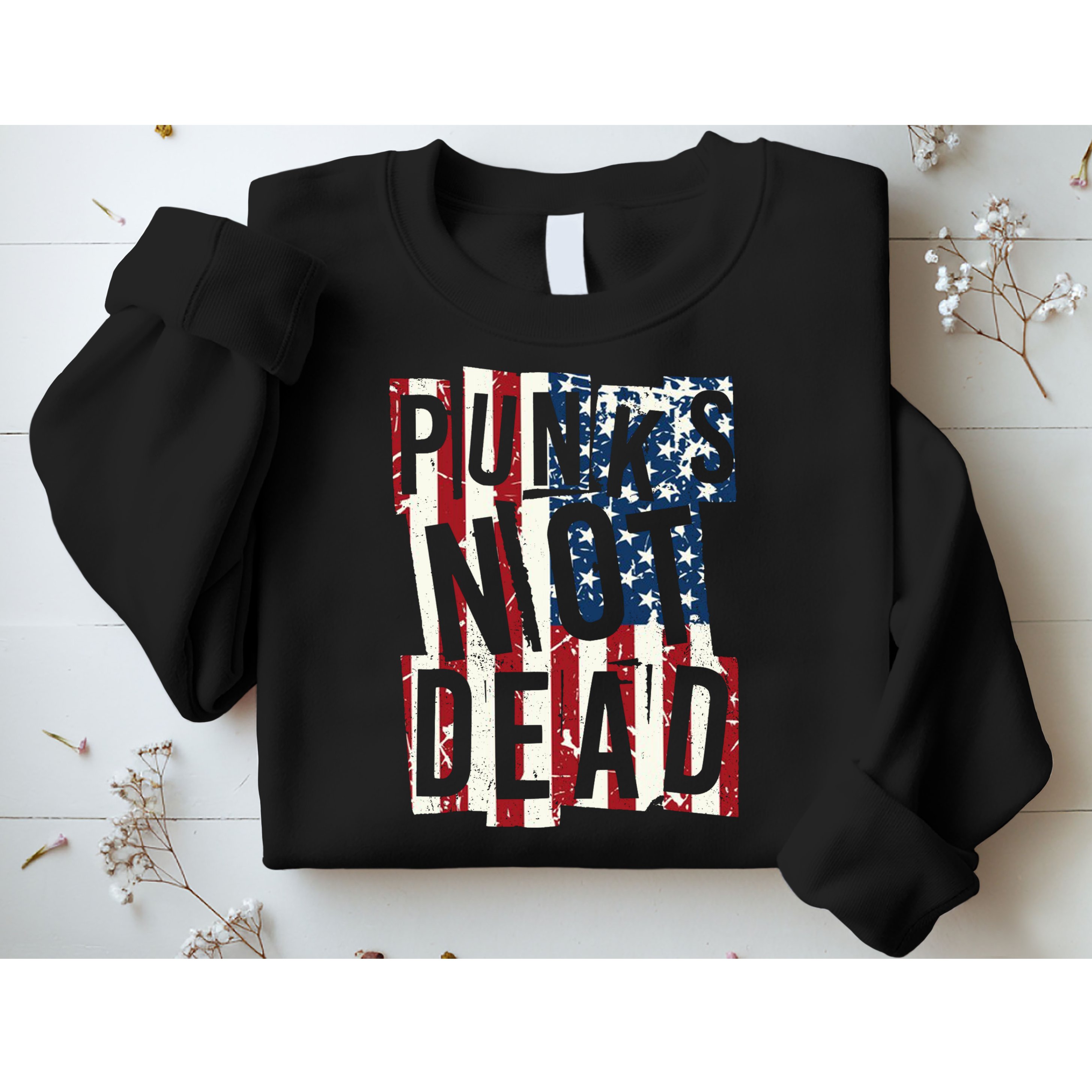 Punks Not Dead USA American Flag Sweatshirt