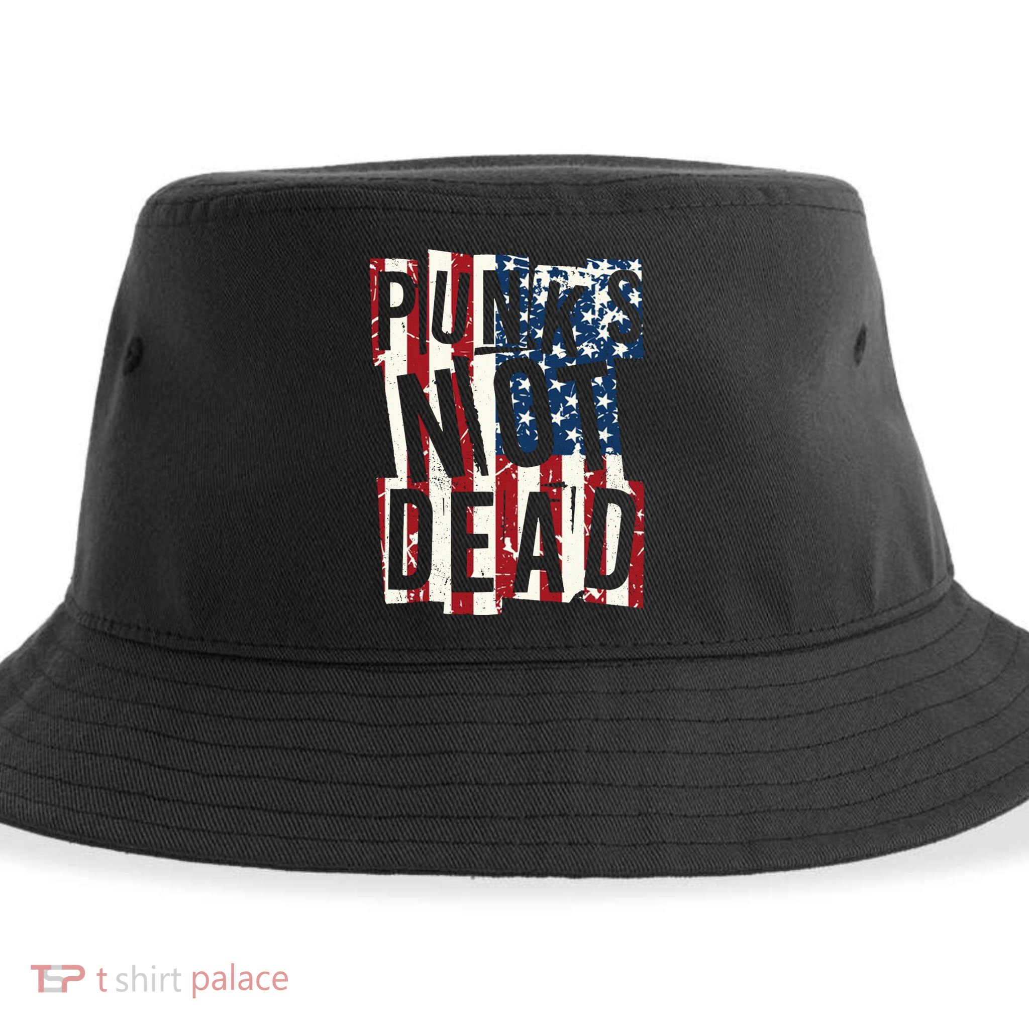 Punks Not Dead USA American Flag Sustainable Bucket Hat