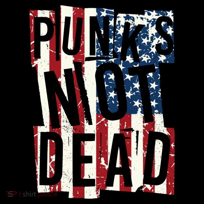 Punks Not Dead USA American Flag Button