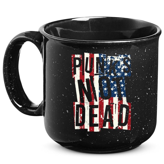 Punks Not Dead USA American Flag 15oz Campfire Ceramic Mug