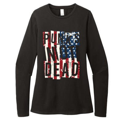 Punks Not Dead USA American Flag Womens CVC Long Sleeve Shirt