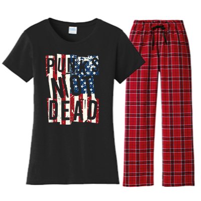 Punks Not Dead USA American Flag Women's Flannel Pajama Set