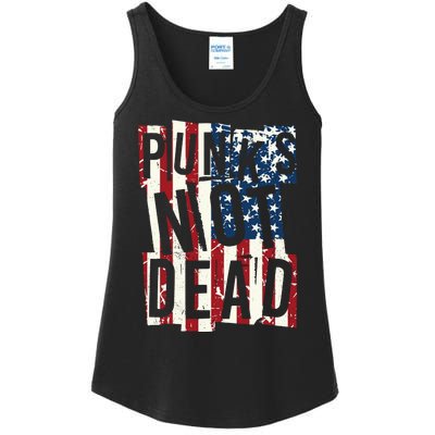 Punks Not Dead USA American Flag Ladies Essential Tank