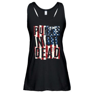 Punks Not Dead USA American Flag Ladies Essential Flowy Tank