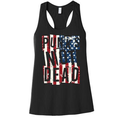 Punks Not Dead USA American Flag Women's Racerback Tank