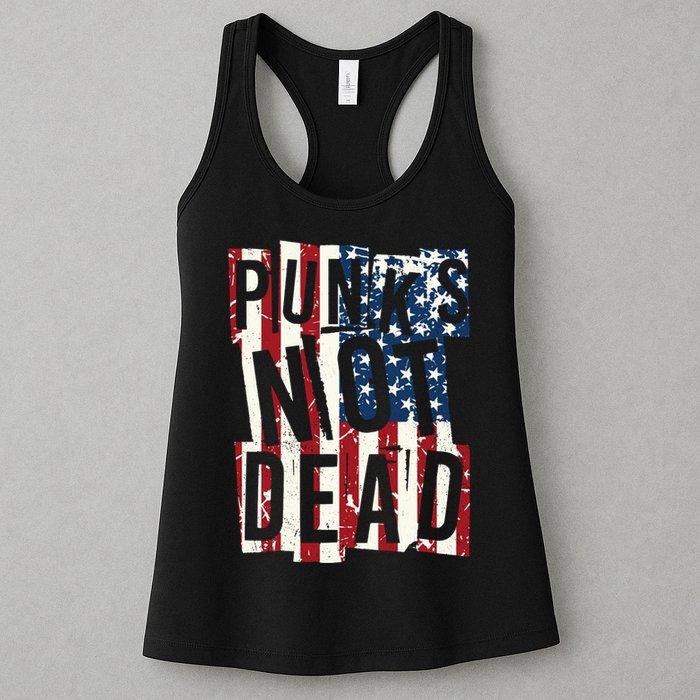 Punks Not Dead USA American Flag Womens Tank Top