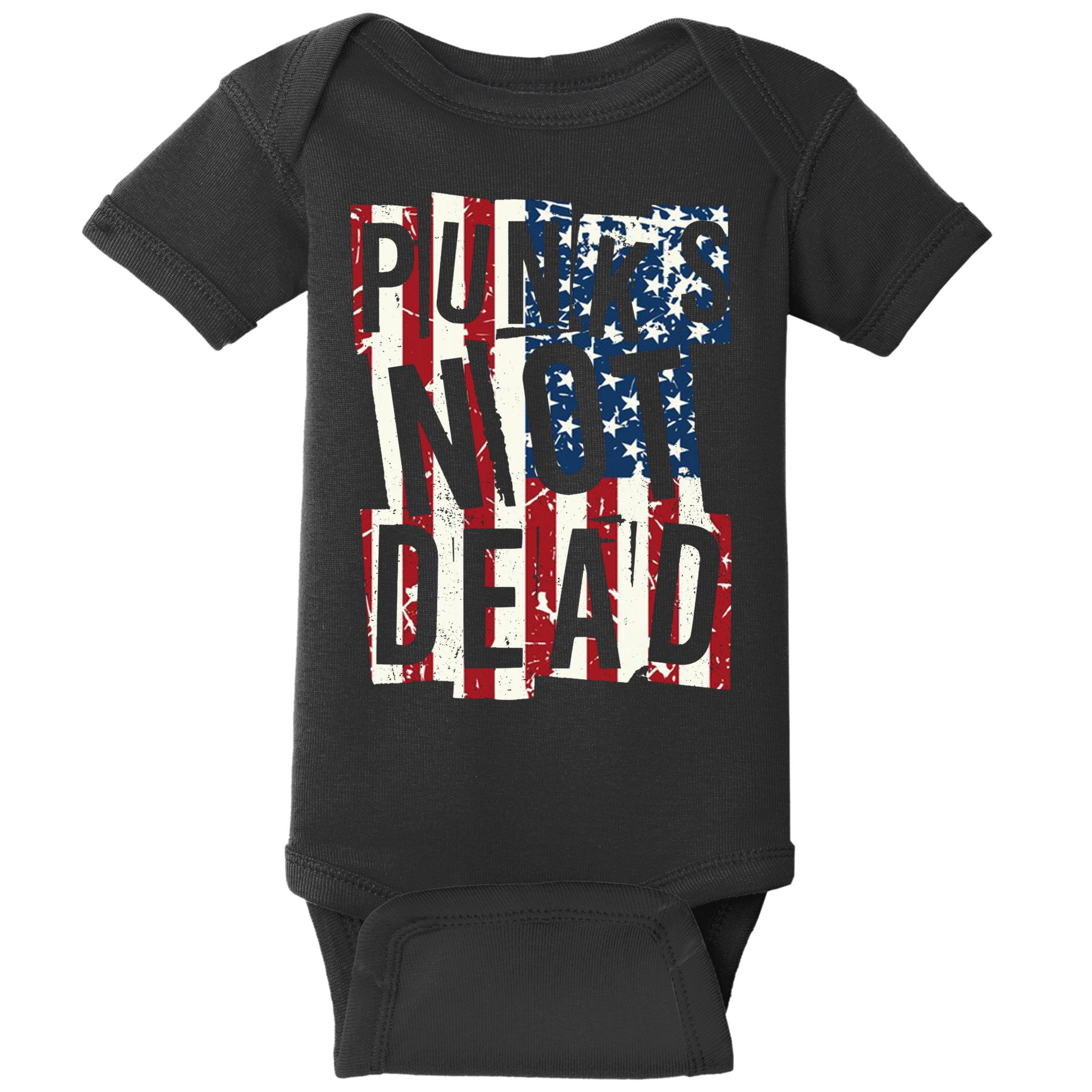 Punks Not Dead USA American Flag Baby Bodysuit