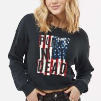 Punks Not Dead USA American Flag Cropped Pullover Crew