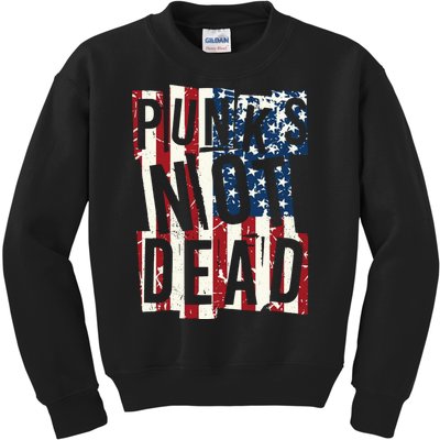 Punks Not Dead USA American Flag Kids Sweatshirt