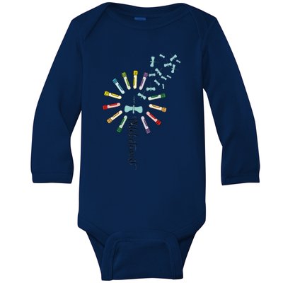 Phlebotomist Nurse Dandelion Butterflies Needle Rainbow Phlebotomy Lab Week Baby Long Sleeve Bodysuit