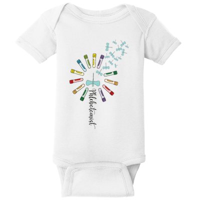 Phlebotomist Nurse Dandelion Butterflies Needle Rainbow Phlebotomy Lab Week Baby Bodysuit