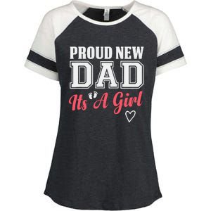 Proud New Dad Its A Girl Cute Girl Announcement Heart Enza Ladies Jersey Colorblock Tee