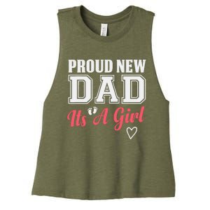 Proud New Dad Its A Girl Cute Girl Announcement Heart Women's Racerback Cropped Tank