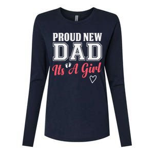 Proud New Dad Its A Girl Cute Girl Announcement Heart Womens Cotton Relaxed Long Sleeve T-Shirt