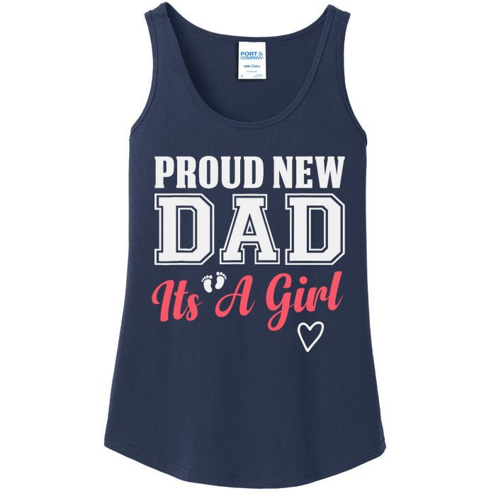 Proud New Dad Its A Girl Cute Girl Announcement Heart Ladies Essential Tank